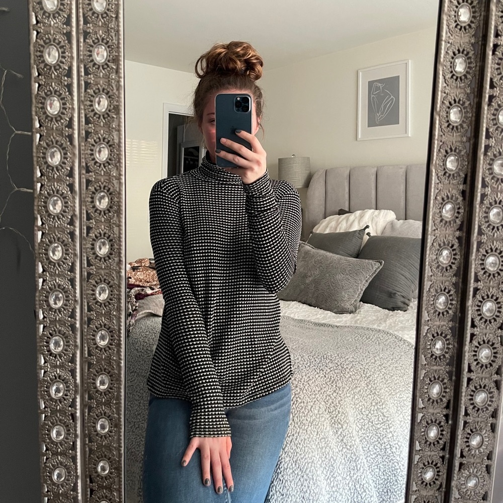 Black and White Turtle Neck Shirt